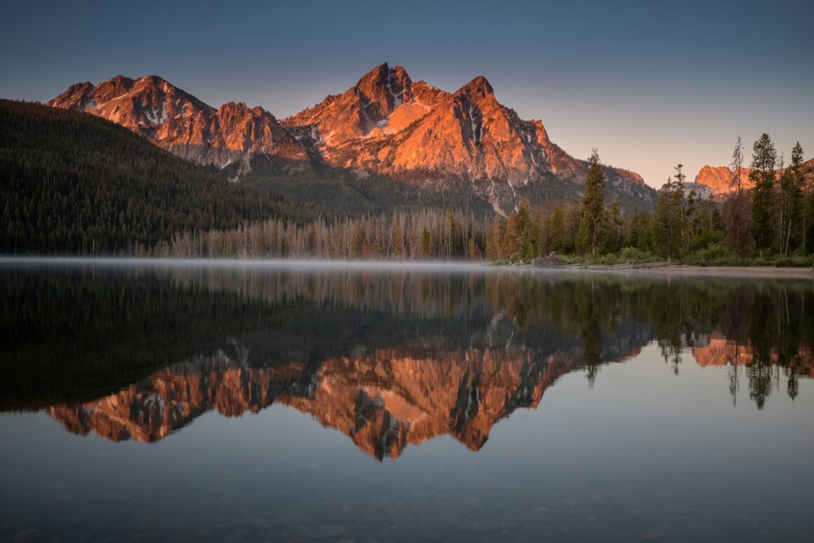 The lake and the mountains in Sawtooth Range, Idaho