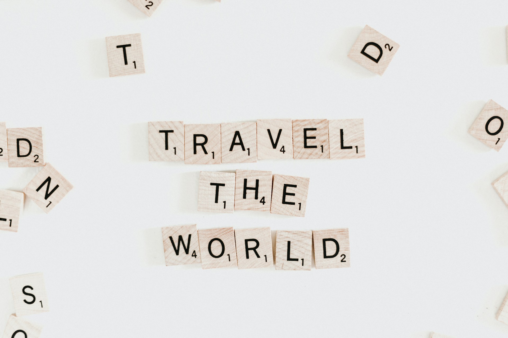 Phrase Travel the World in scrabble letters