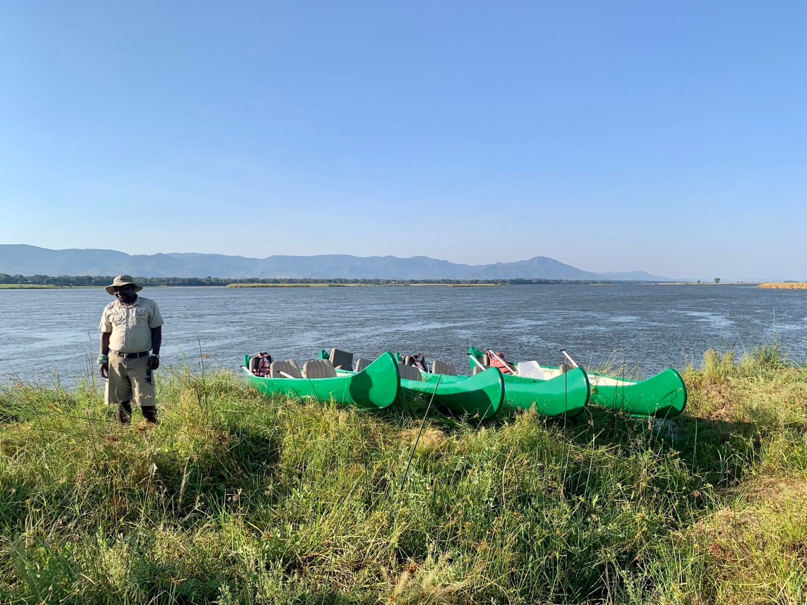 Getting ready to launch from the riverbank - Canoeing on the Zambezi