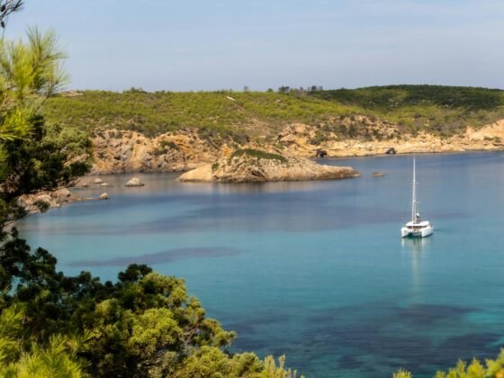 A sail boat off Ibiza