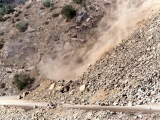 Landslide on road